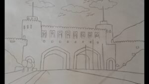 طريقةرسم بوابة مطرح بقلم الرصاص 2021/رسم السياحة في عمان